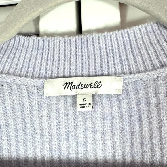 Madewell Melwood Square Neck Wool Blend Sweater in Coziest Yarn Lilac Small - Picture 5 of 10